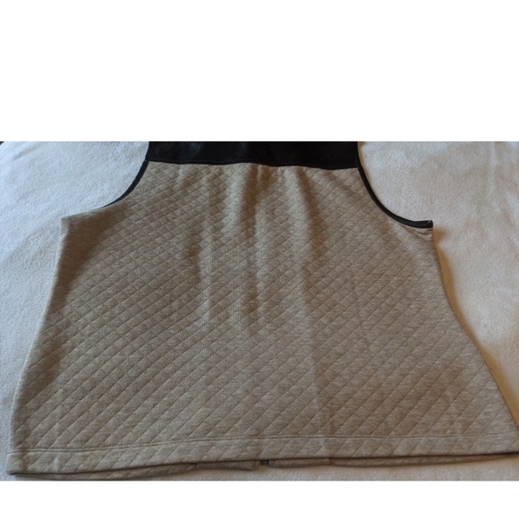 Chico's Women's Heathered Quilt Bunny Vest - Camel w/ Brown Leather Size XL NWT! - Picture 11 of 16